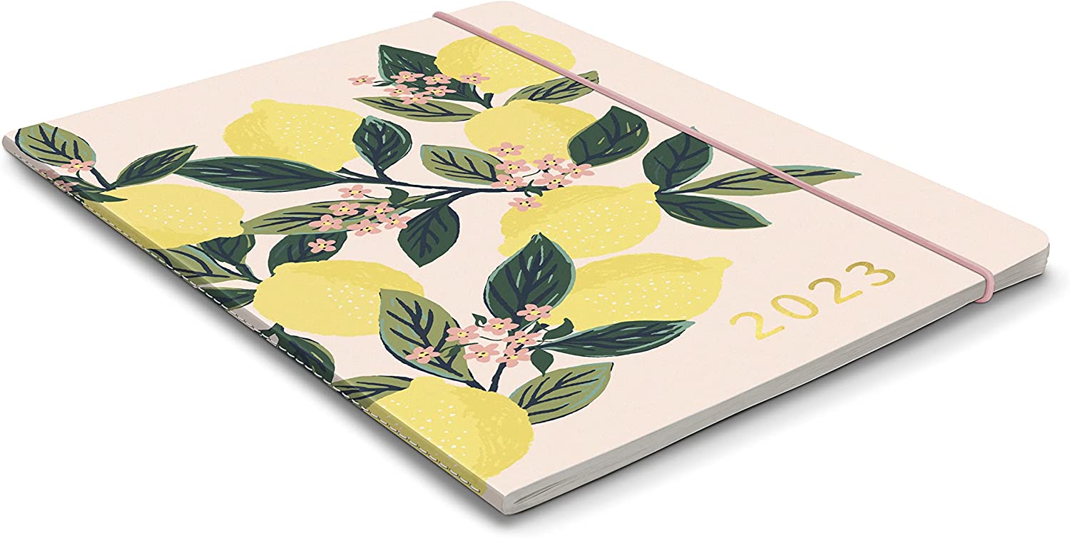 Orange Circle Studio Just Right 2022-2023 Monthly Planner - 17-Month Organizer with Full-Color Monthly Views, Storage Pocket & Elastic Closure - Lemon Tree - Image 2